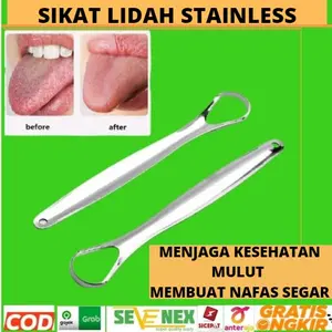 Sikat Pembersih Lidah Stainless Steel Reusable Kerokan Pembersih Lidah