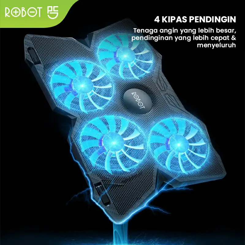 ROBOT Cooling Pad Stand RT-LCS02 Ultra Tenang 4 Kipas Pendingin 1