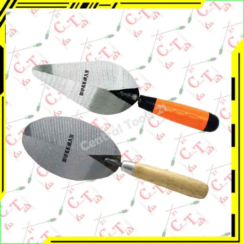 Sendok Semen Bulat Lancip Gagang Fiber Kayu 7" Inch Besi Plat Tebal 1