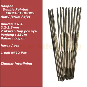 HakPen CROCHET HOOKS Double Pointed Alat / Jarum Rajut Ukuran 3/0 4/0