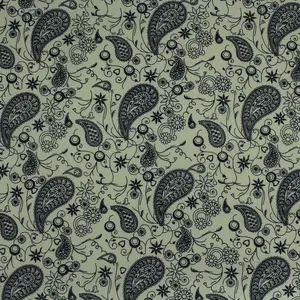 Katun Printed Motif Paisley Bunga Navy (Putih Gading)(Alta Moda)*