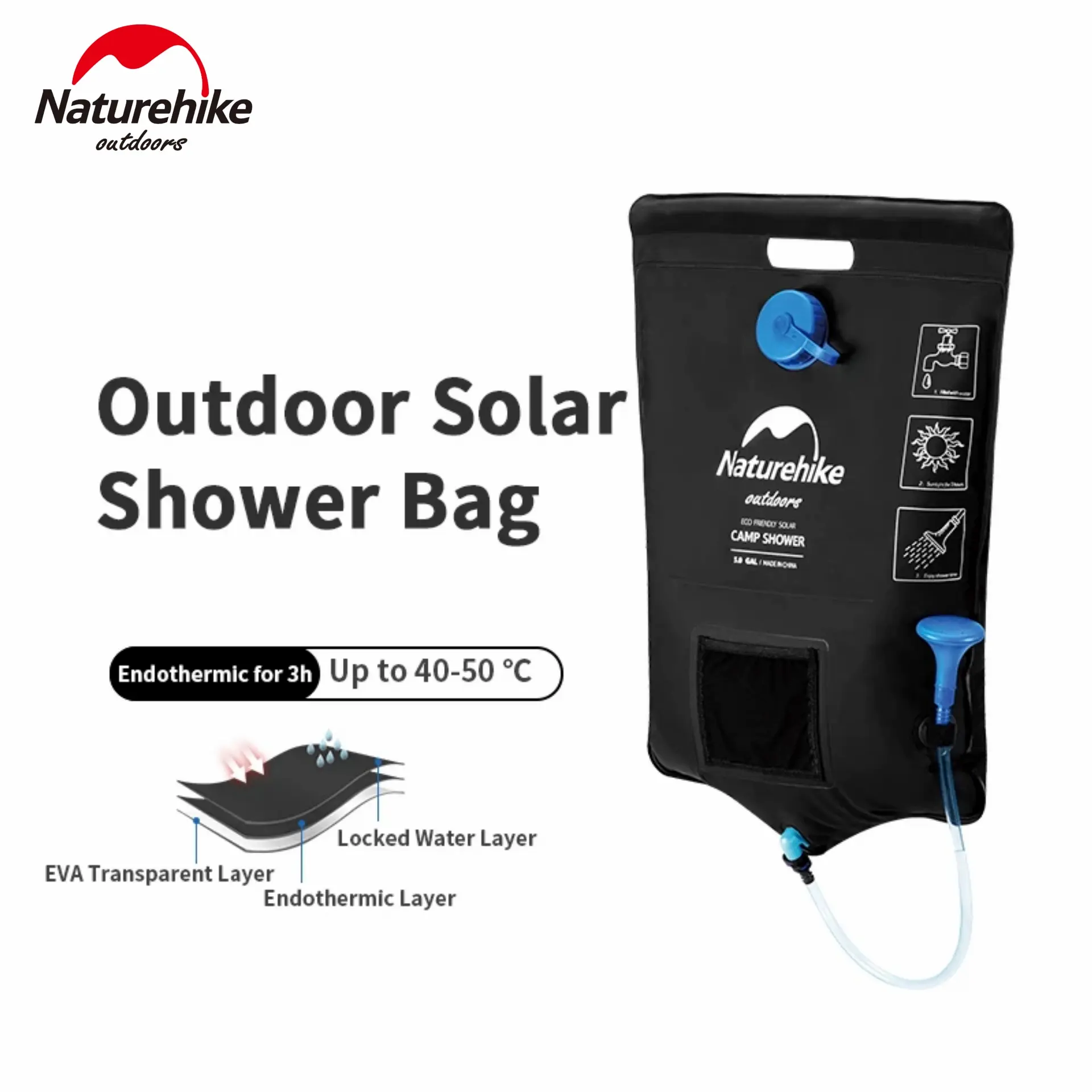 PORTABLE OUTDOOR SOLAR SHOWER BAG NATUREHIKE NH21SJ032 KANTONG AIR