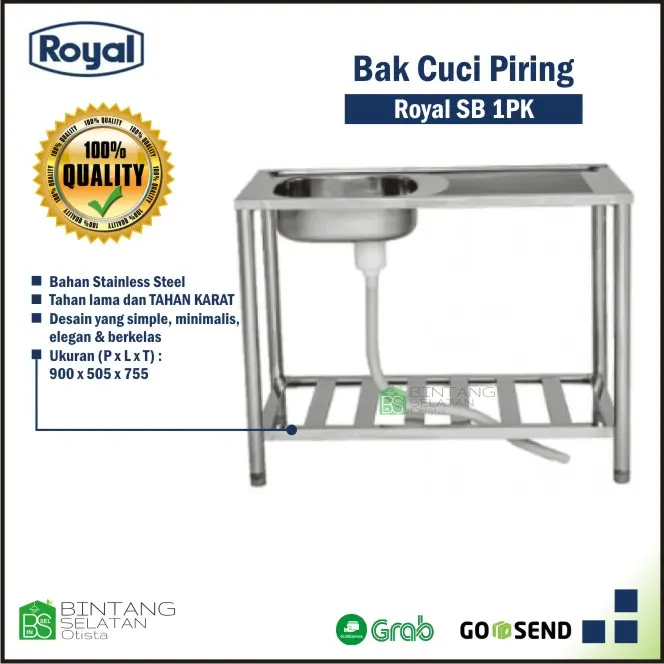 KITCHEN SINK/ BAK CUCI PIRING STAINLESS ROYAL SB 1 PK
