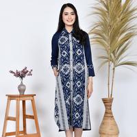 Gambar KI Kemeja Loose Panjang Tunik Dress Dayana Jumbo Tenun Asha Biru - Biru, 4 dari KainIndonesiaco Kota Administrasi Jakarta Timur 1 Tokopedia
