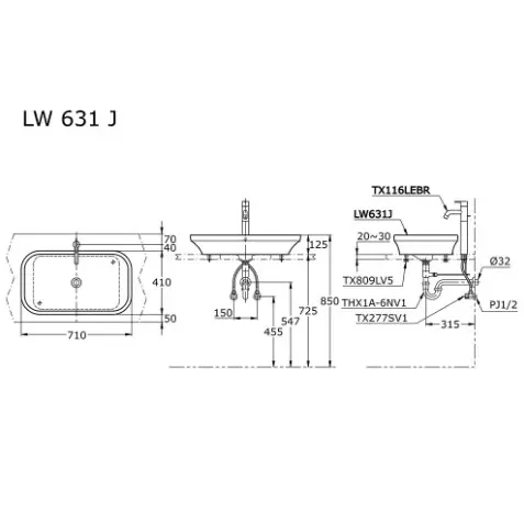 WASTAFEL TOTO LW631J / LW 631 J (BODY ONLY) ORIGINAL TOTO 1