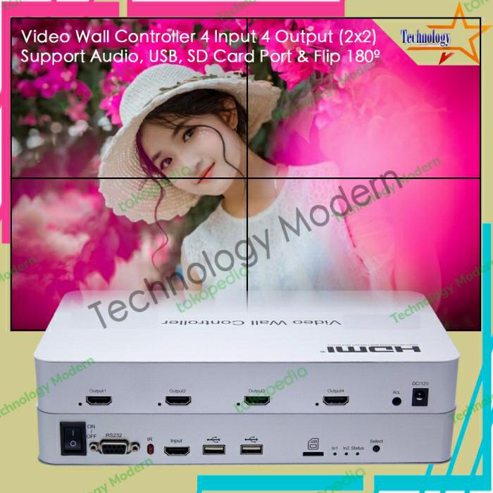 4K HDMI Video Wall Controller 2x2 Untuk 4 TV Support Audio & USB Play
