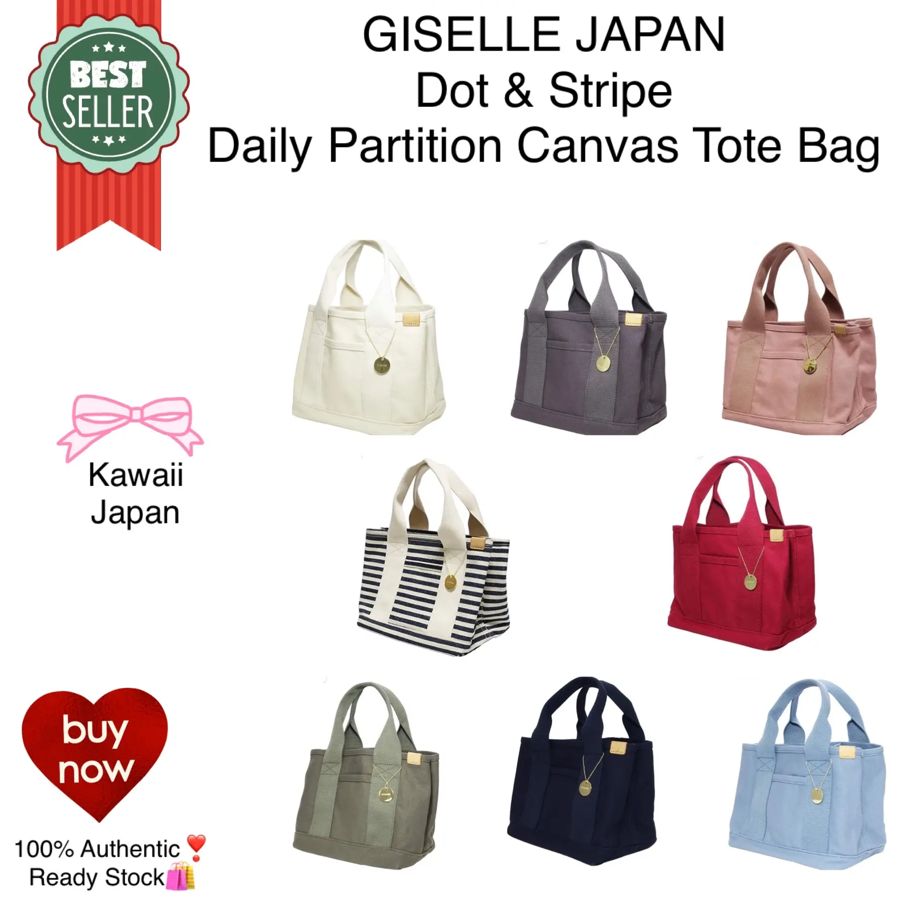GISELLE JAPAN Daily Partition Canvas Tote Bag