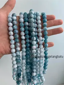 batu blue moss agate biru 10mm aksesoris fashion gelang kalung craft