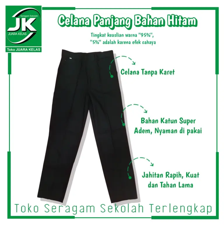 Celana Panjang Hitam Seragam Sekolah SMP - SMA / Celana Seragam Sekola 3