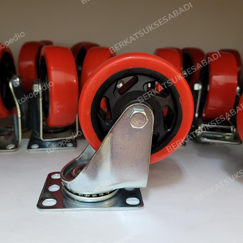 roda pu merah 4 inch hidup - Shop | Tokopedia