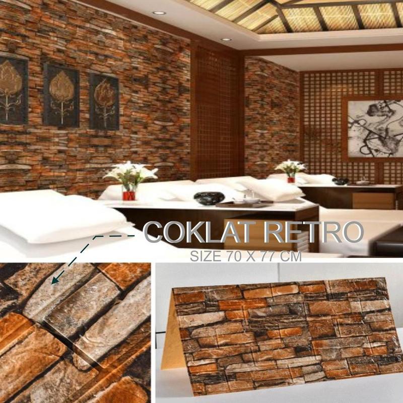 WALLPAPER STICKER DINDING 3D BRICKFOAM MOTIF BATU ALAM WALLFOAM 1