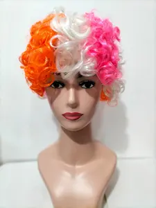 Wig Badut / Wig Rainbow / Wig Helloween /Rambut Palsu Pendek Keriting