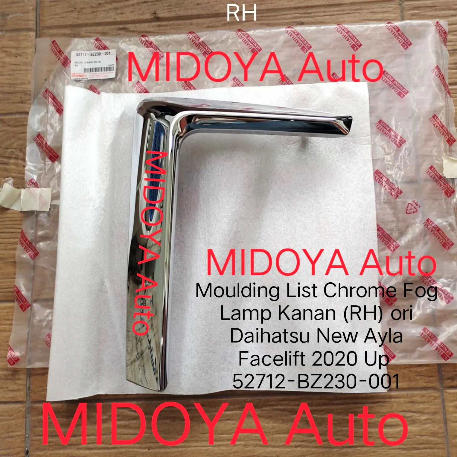 52712-BZ230-001 Moulding List Chrome FogLamp Kanan Daihatsu New Ayla Facelift 2020 ori 1pc