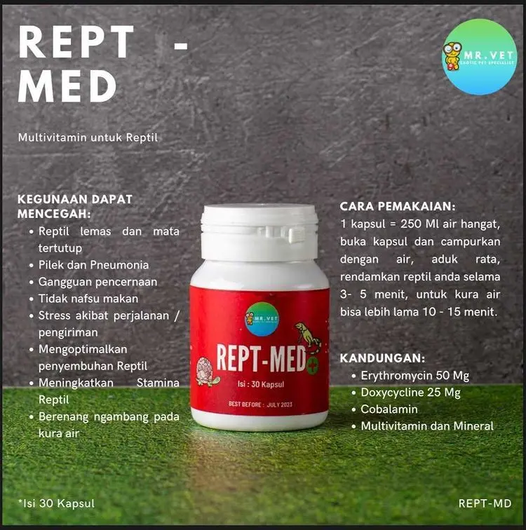 Rept-Med ECERAN Obat Reptil Pilek Lemas Mencret Torto Sulcata Pardalis 1