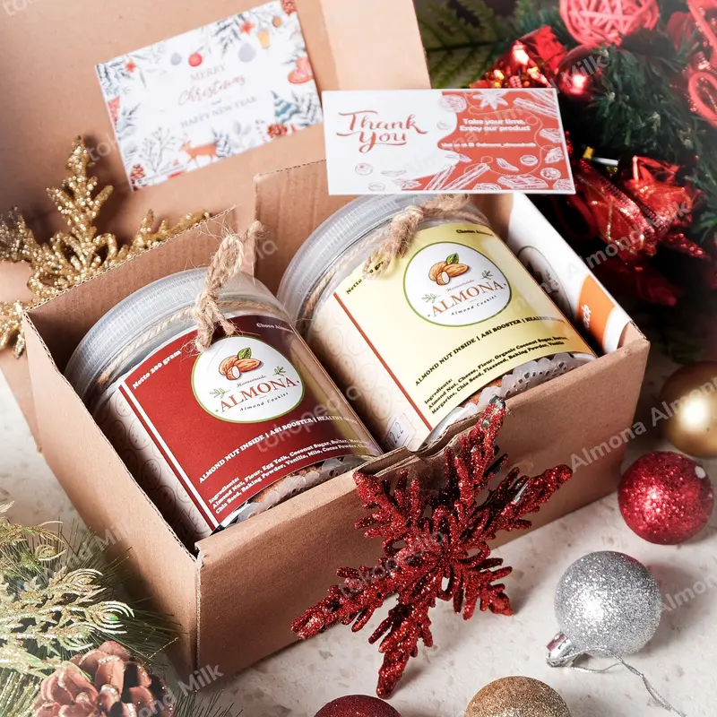 Hampers Spesial Natal Tahun Baru isi 2 Cookies FULL ALMOND Tanpa Gula 2