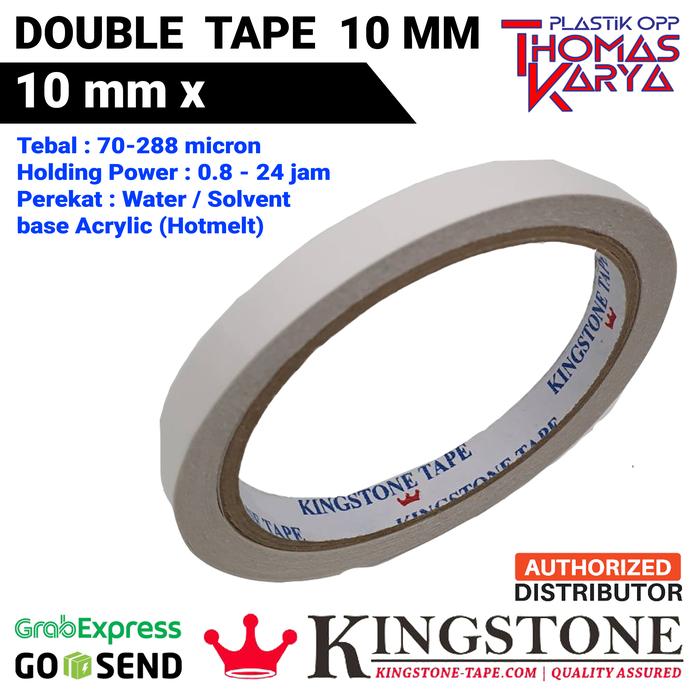 Gambar KINGSTONE TAPE | Double Tape 10 mm | Dobel Tip 10 mm Double Sided Tape dari Thomas Plastik Kota Bandung Tokopedia