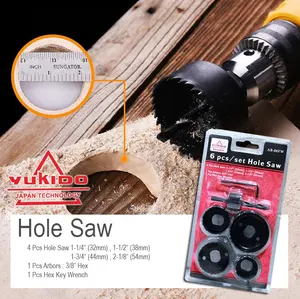 Hole Saw Kit 6 Pcs Holesaw Mata Bor Pelubang Kayu PVC Triplek FLOURISH