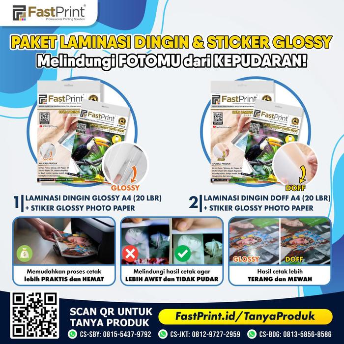 Gambar Fast Print Kertas Stiker Glossy Photo Paper Plus Laminating Dingin A4 dari Fast Print Bandung Kota Bandung Tokopedia