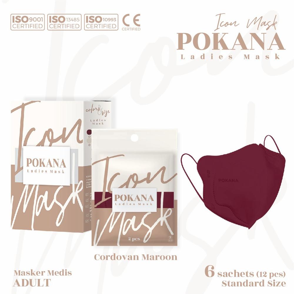 Masker Medis Pokana Ladies Mask 4 Ply - Cordovan Maroon