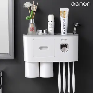 PREMIO Rak Tempat Holder Sikat Gigi Dispenser Odol Kamar Mandi Tempel