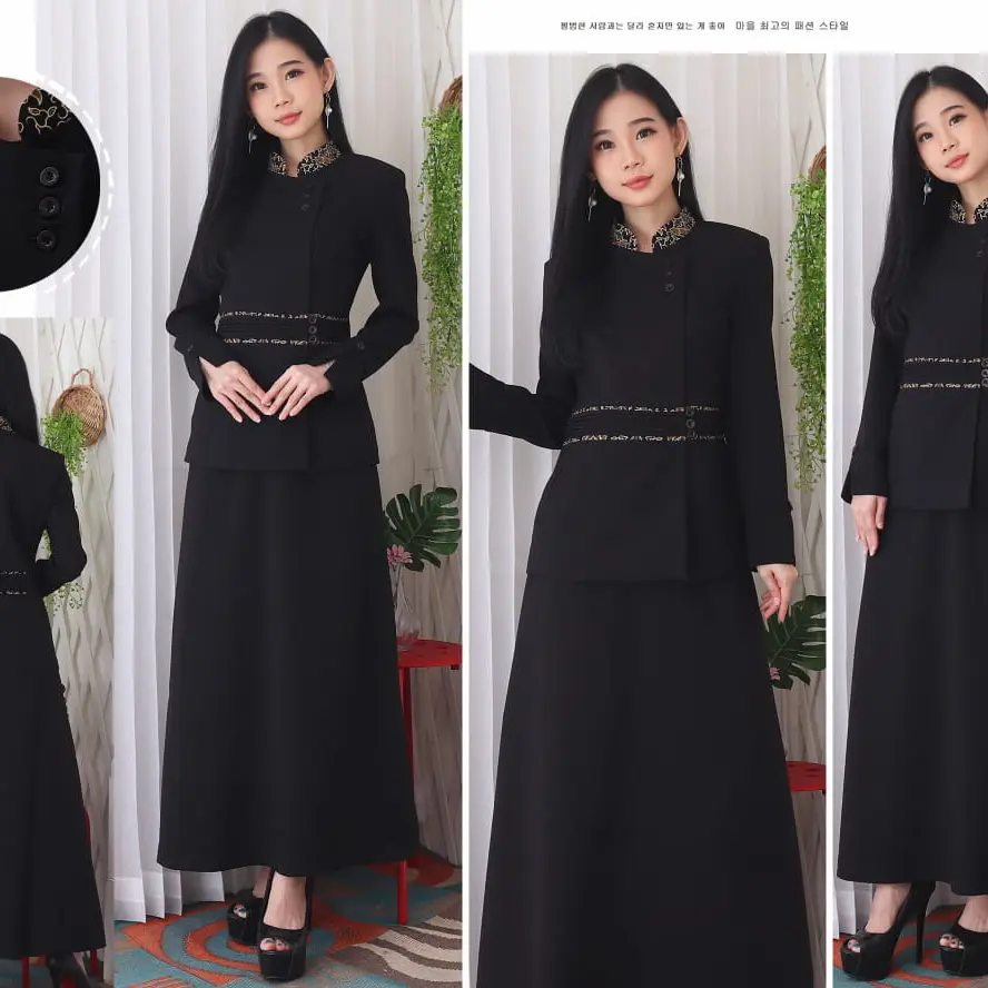 Jas Blazer Batik Wanita Asn,Pns Model 7007 Warna Hitam Set Rok