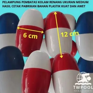 Pelampung kolam renang 54 pcs + tambang 23 meter + 2 set hook anchor