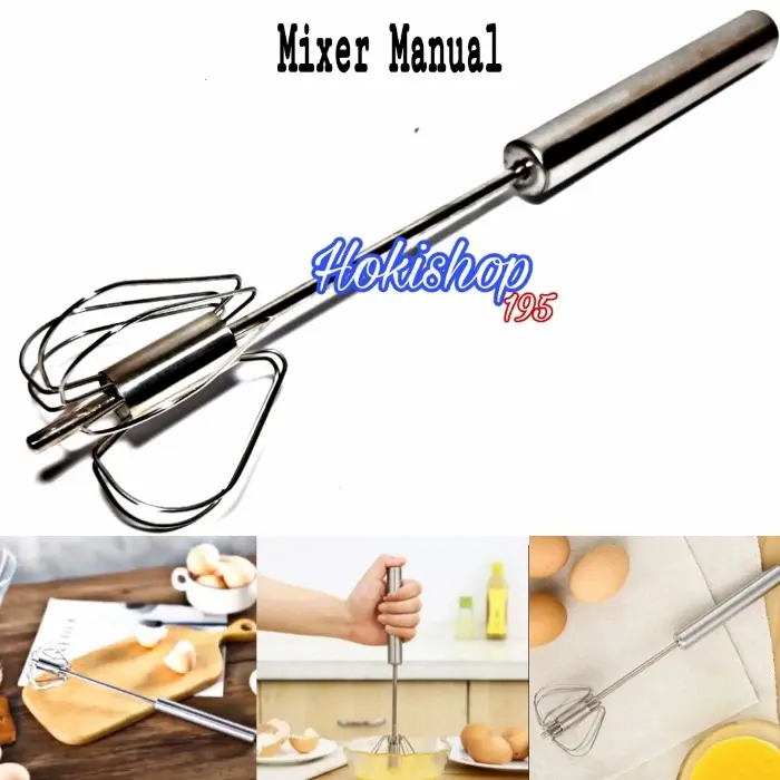 Hand Mixer Manual Stainless Steel/Alat Pengocok Telur Portable