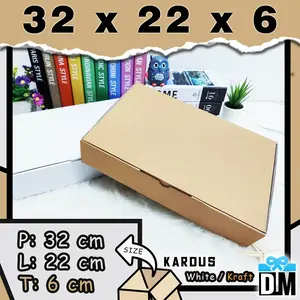 Kardus 32 x 22 x 6 cm Dus Box 32x22x6 cm Kotak Packing Putih Coklat