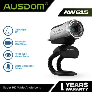 AUSDOM WebCam 1080P PC 12MP with Built-in Mic - AW615