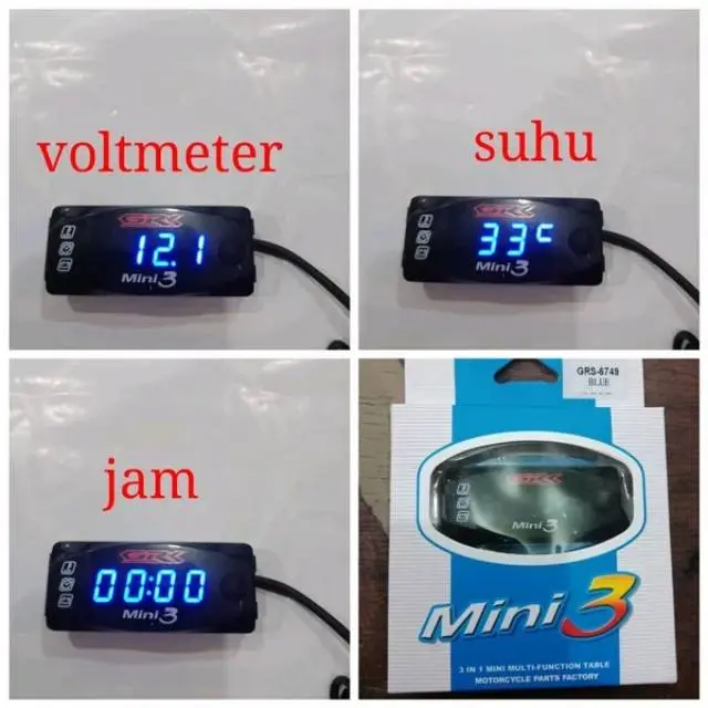 Voltmeter Aki Universal 3 in 1 Jam Temperatur Suhu 2