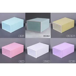 KS061 RAK KOTAK SEPATU TRANSPARAN KOTAK SEPATU SUSUN TEMPAT SEPATU