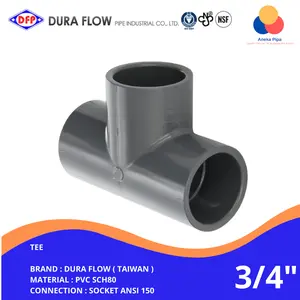 Tee UPVC Sch 80 Socket ANSI Size 3/4 Inch DURA FLOW