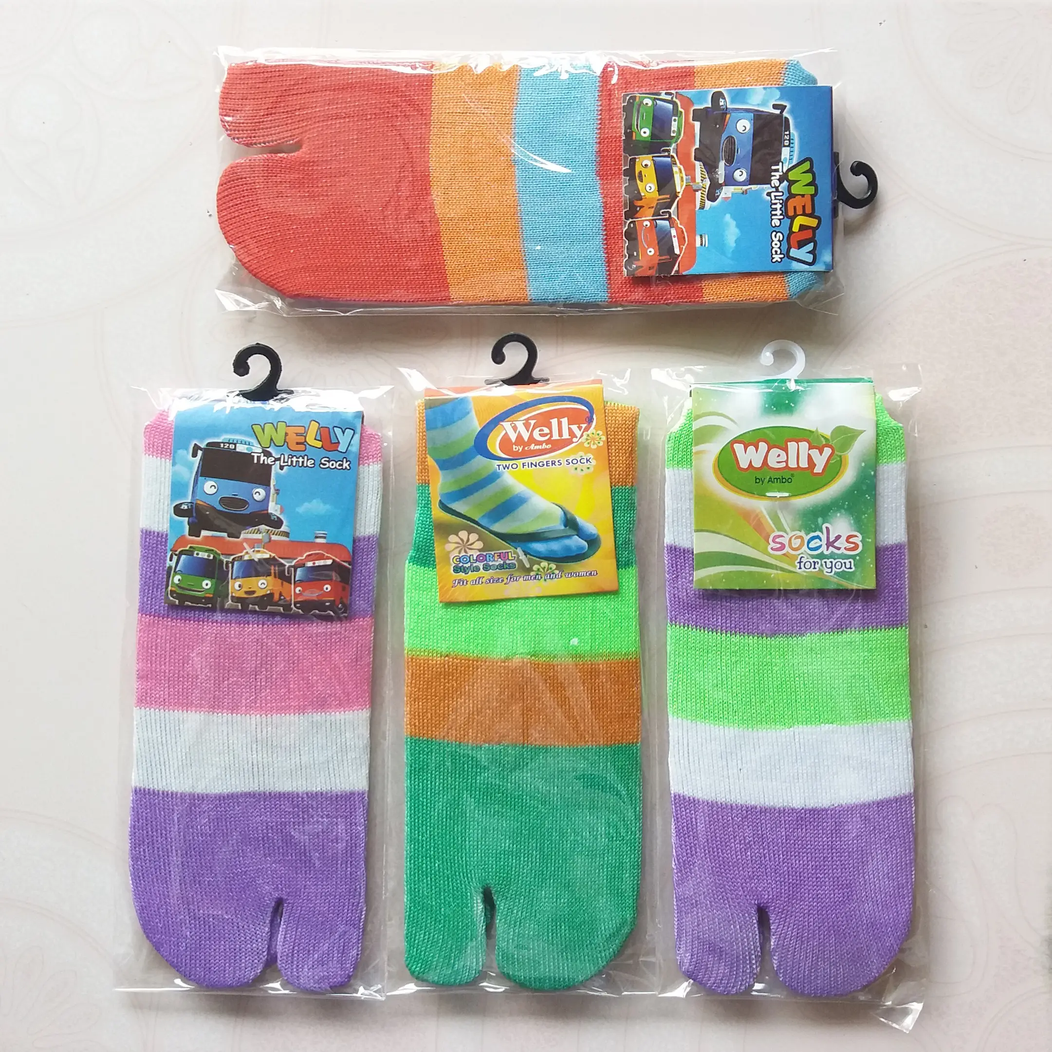 Kaos Kaki Jari Jempol Wanita Muslimah Dewasa Pendek Motif Belang