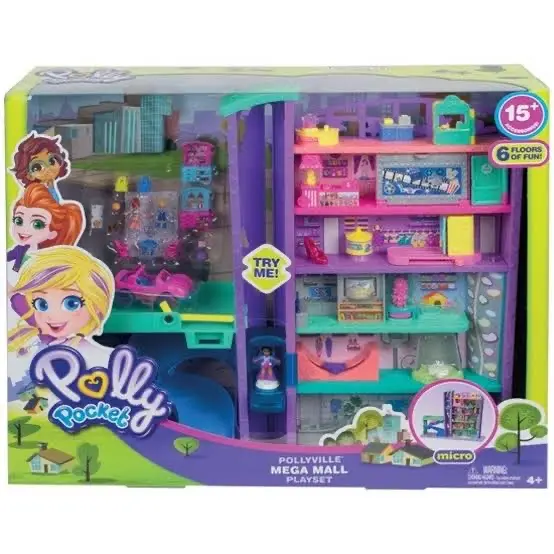 POLLY POCKET MEGA MALL WITH LIFT POLLYVILLE GALLERIA MALL MAINAN ANAK