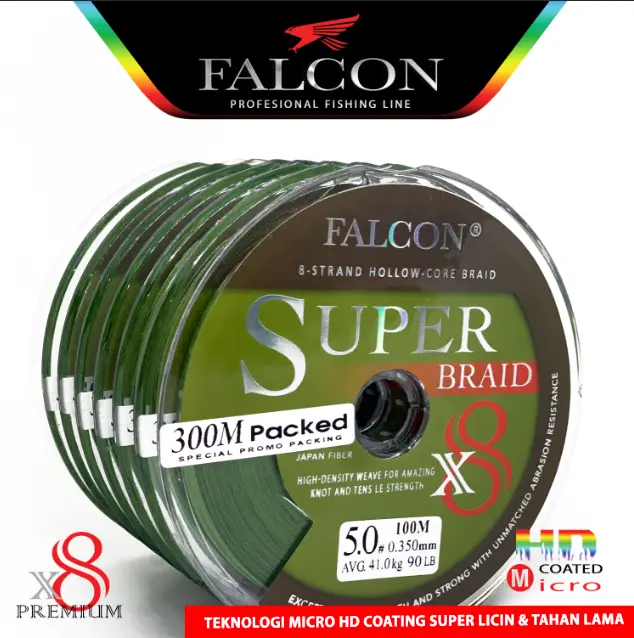senar PE x8 Falcon Super Braid 300 meter connecting Ikan Laut 1