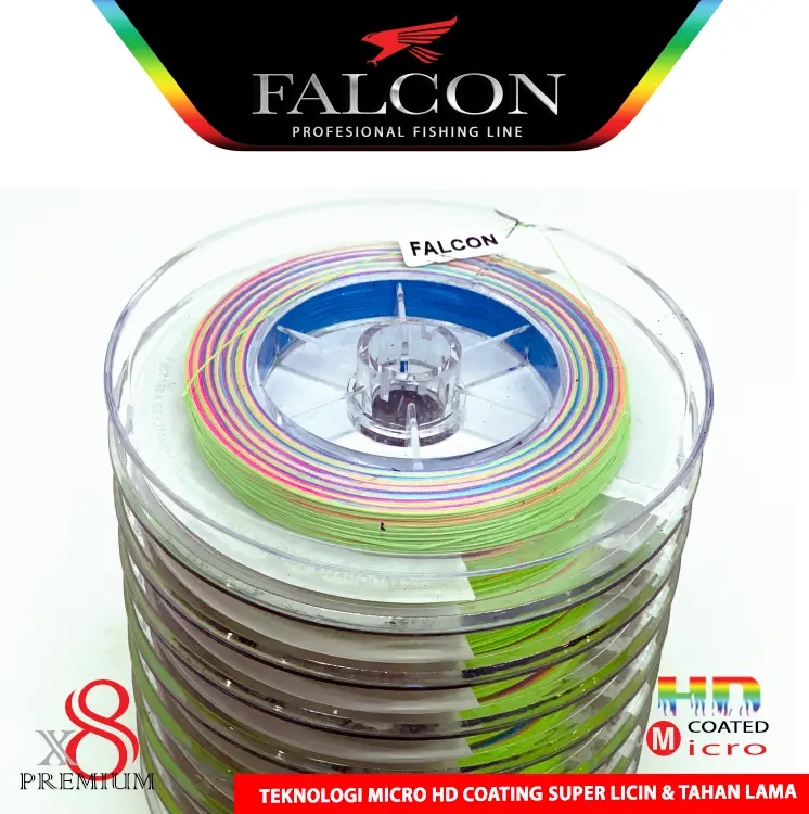 senar PE x8 Falcon Super Braid 300 meter connecting Ikan Laut 4