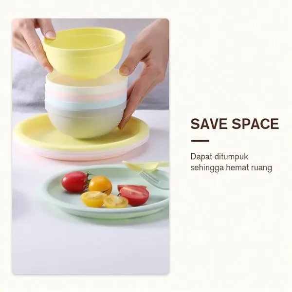 BONBOX 6Pcs Piring Makan Bulat Set Warna Warni BPA Free Termurah BTW02D