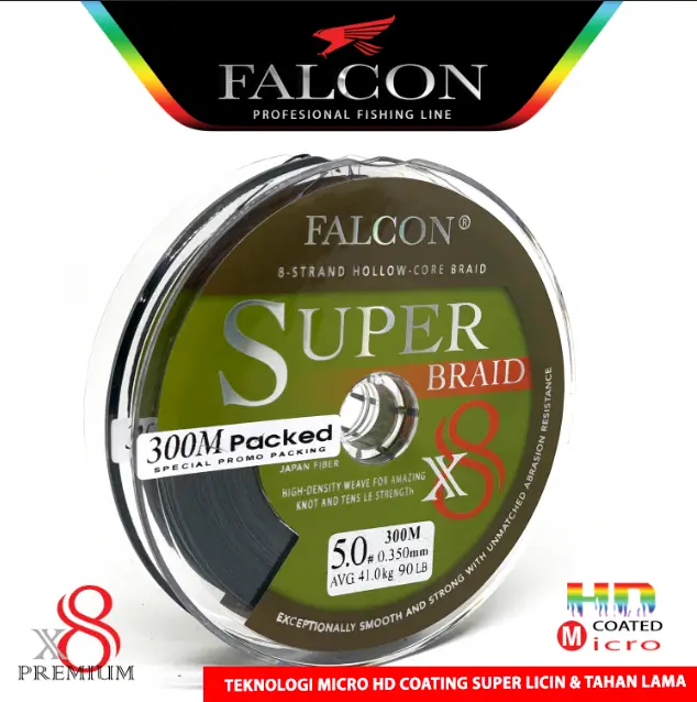 senar PE x8 Falcon Super Braid 300 meter connecting Ikan Laut 2