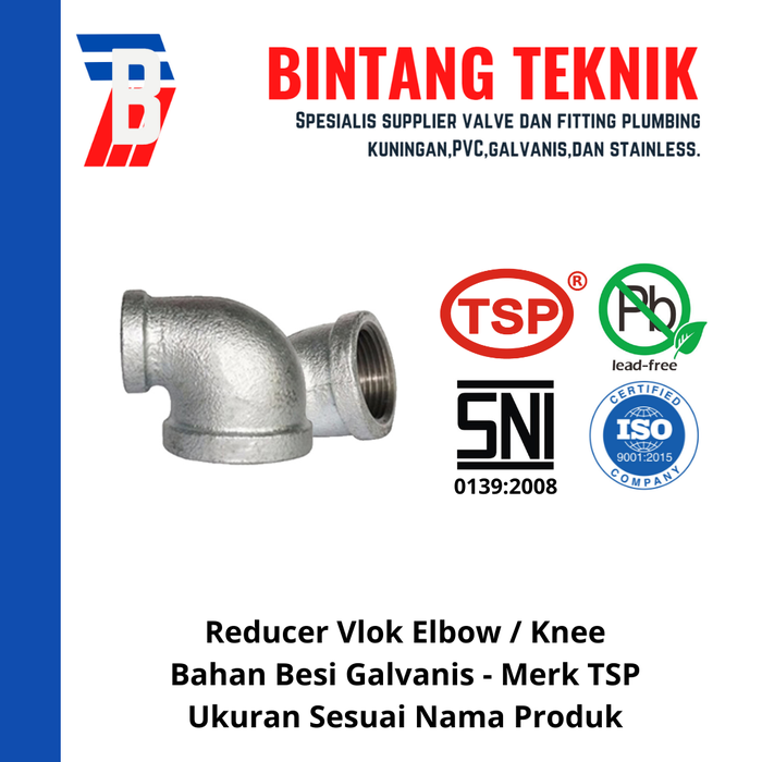 Gambar Reducer Elbow / Knee 3/4" x 1/2" Besi Galvanis TSP dari Bintang Teknik Toko Kota Administrasi Jakarta Barat Tokopedia