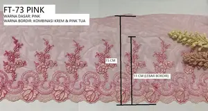 RENDA TILE FT-73 PINK (MERAH MUDA) Lebar: 15 cm