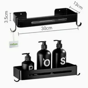 Rak sabun shampo kamar mandi segi /tempat sabun black hitam