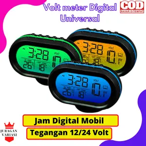 Jam Digital Led Hiasan Mobil Truk Dashboard Volt Meter 12/24 Volt