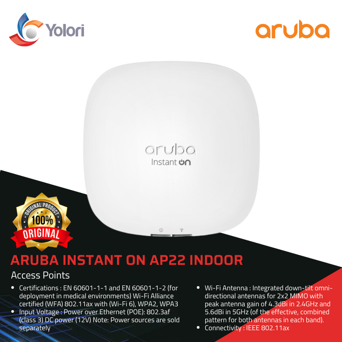 Gambar Aruba Instant On AP22 Indoor Access Points dari Yolori Kota Administrasi Jakarta Pusat Tokopedia