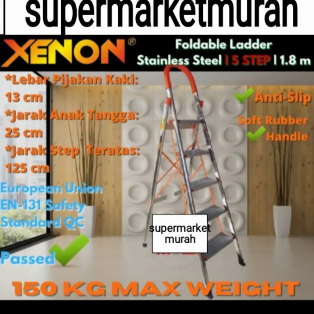 tangga rumah lipat 5 step stainless steel ladder house