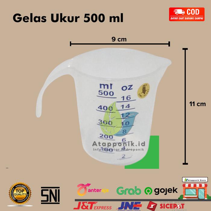 Gambar gelas ukur 500ml dari Atapponik Store Kota Surabaya Tokopedia