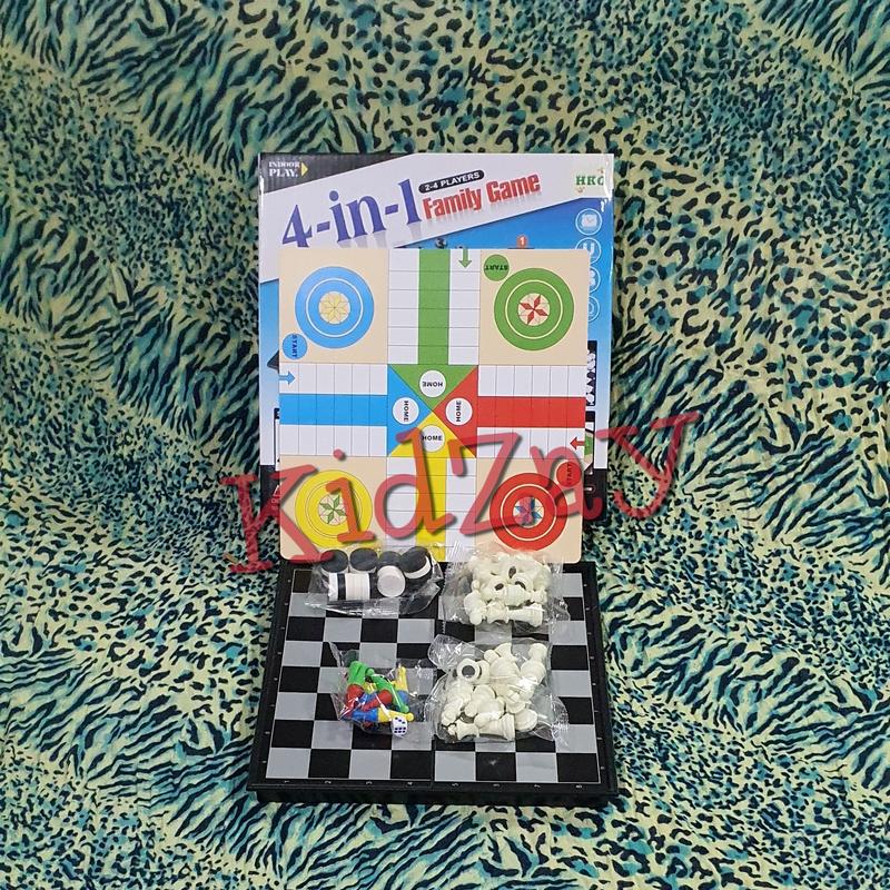 KZ Magnetic Board Game Besar 4 in 1 Catur Ular Tangga Ludo Checkers 2
