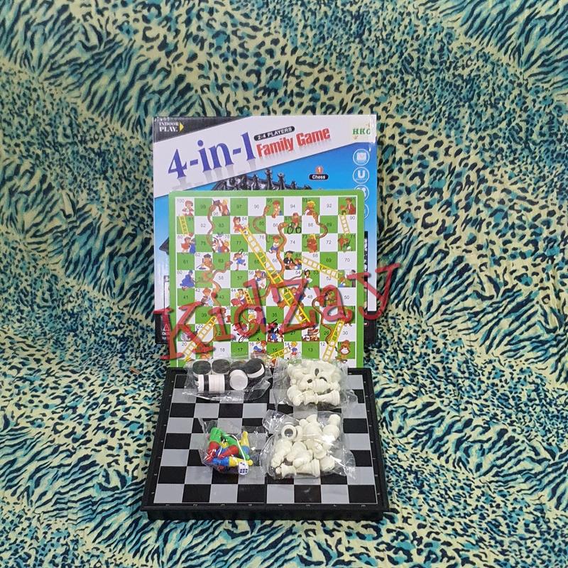 KZ Magnetic Board Game Besar 4 in 1 Catur Ular Tangga Ludo Checkers 3