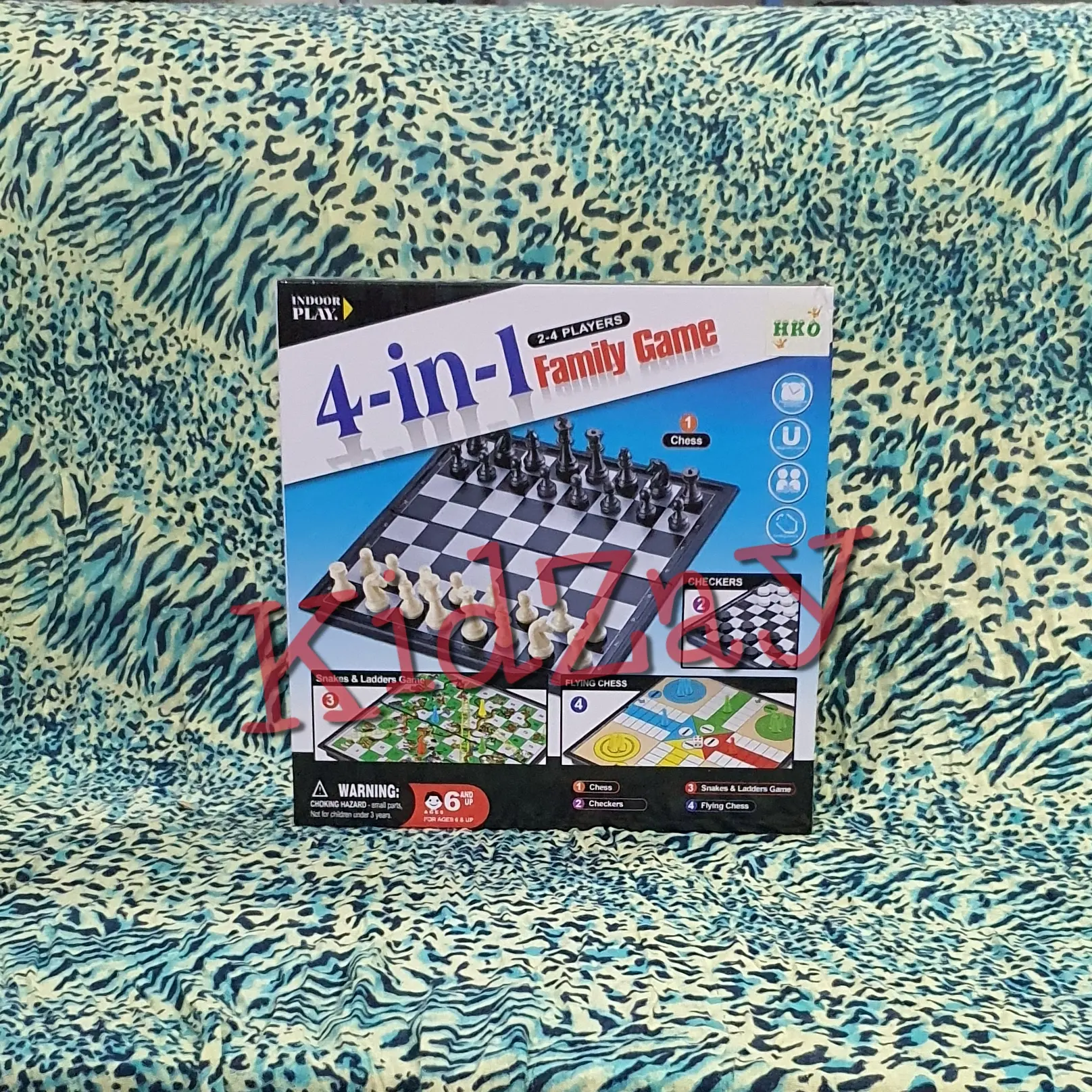 KZ Magnetic Board Game Besar 4 in 1 Catur Ular Tangga Ludo Checkers