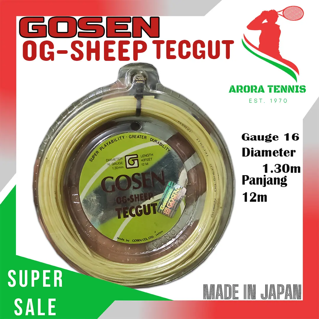 Senar Raket Tenis Tennis GOSEN OG-SHEEP TECGUT 1.30mm ORIGINAL