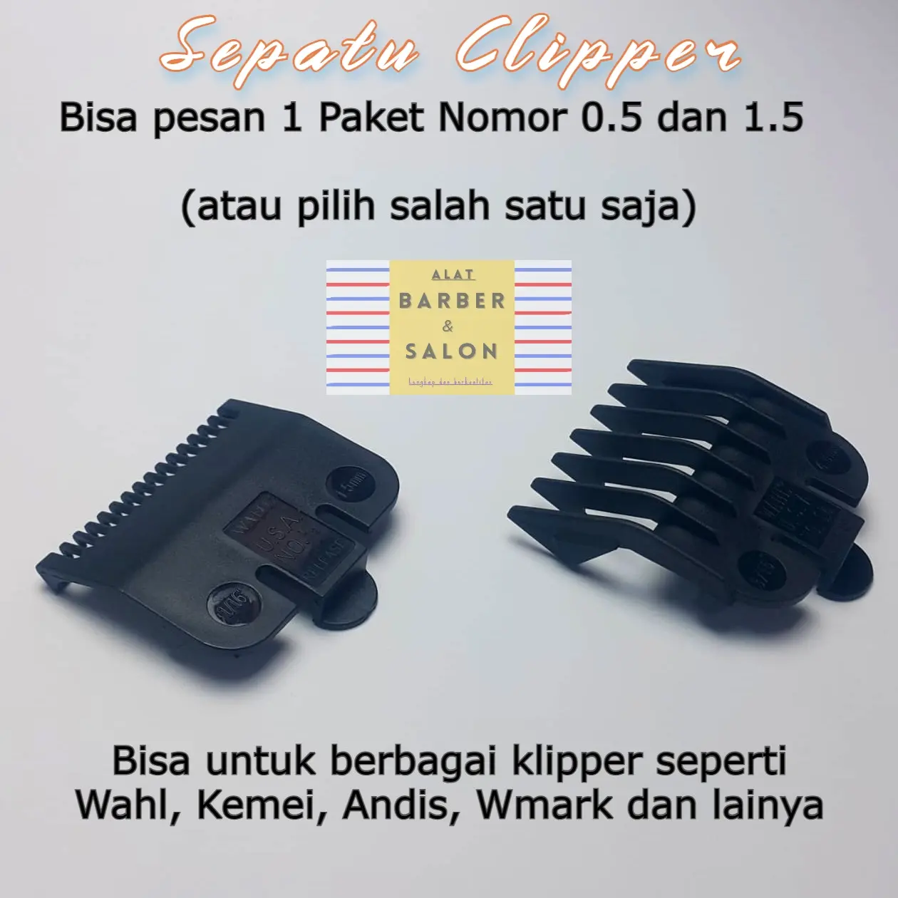 Sepatu Klipper / Guard clipper WAHL nomor 0.5 dan 1.5 - warna hitam